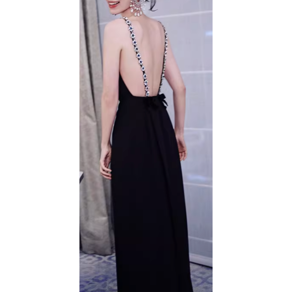 HOUYA Deep V Evening Dress Gown