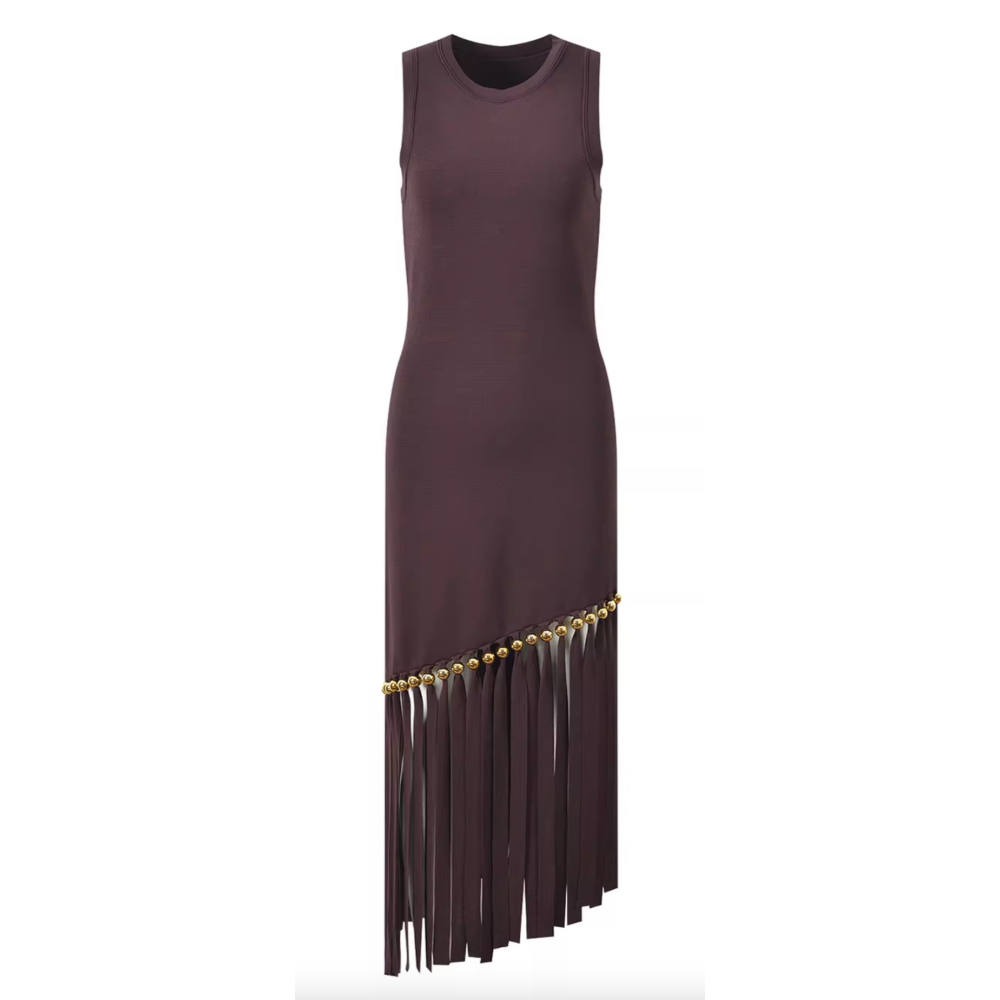 DIZUE Sleeveless Tassel Evening Dress Gown