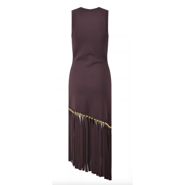 DIZUE Sleeveless Tassel Evening Dress Gown