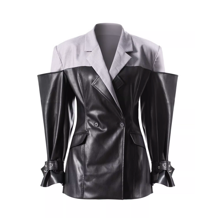 PIUAI Leather-paneled Blazer