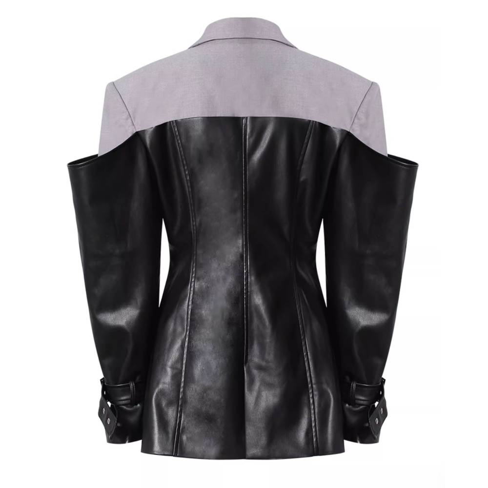 PIUAI Leather-paneled Blazer