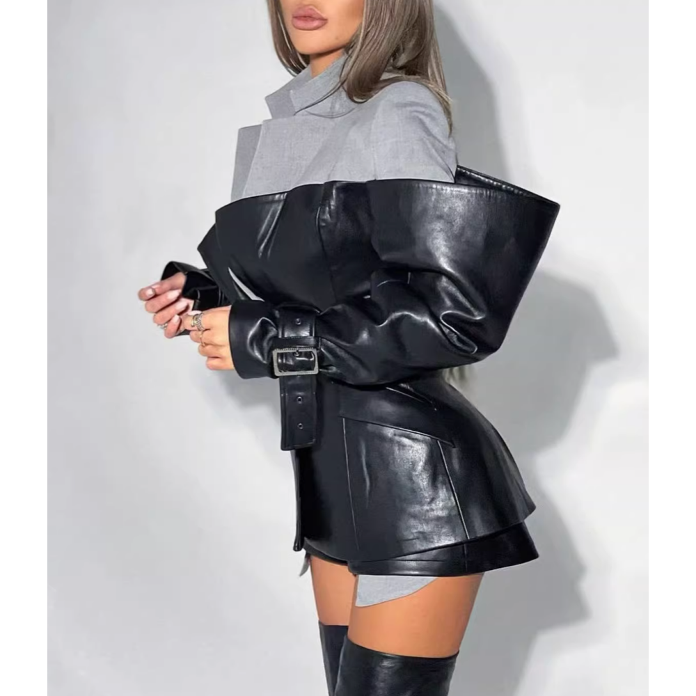 PIUAI Leather-paneled Blazer