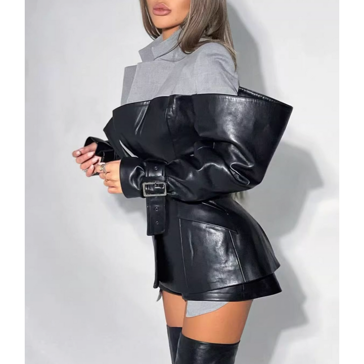 PIUAI Leather-paneled Blazer