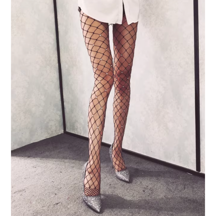 LIKIW Rhinestone-Embellished Pantyhose