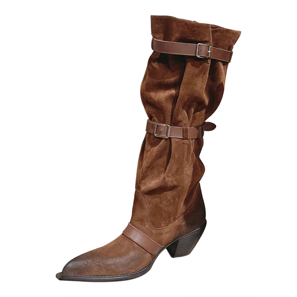 BDDXZ Block Heel Knee High Boots