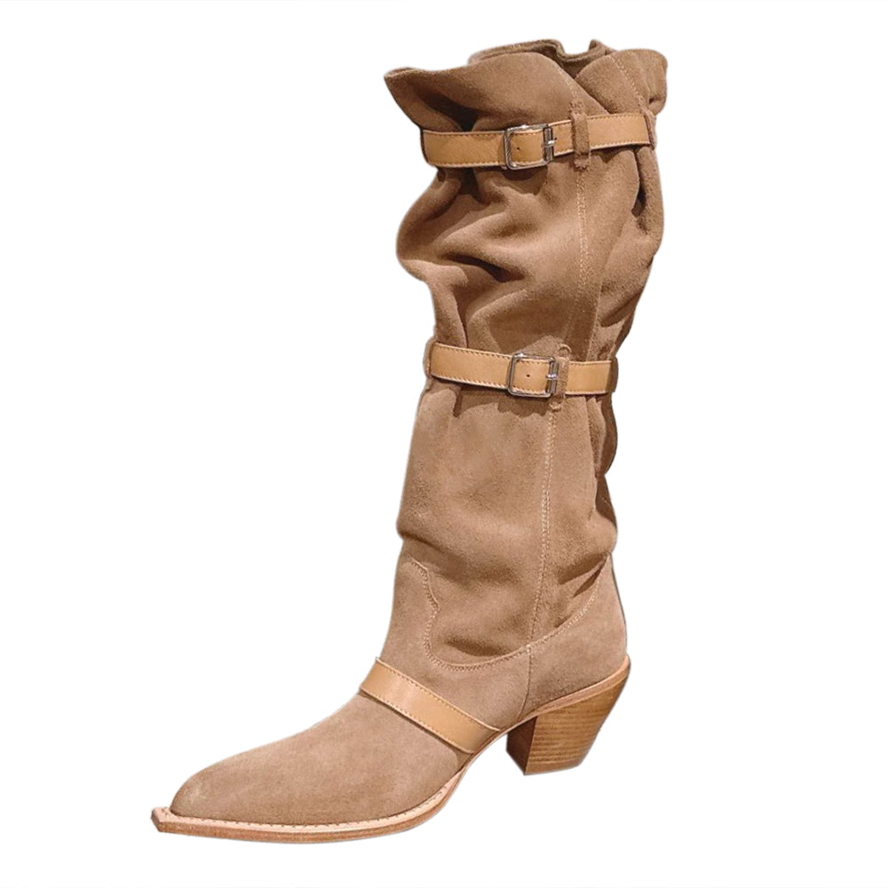BDDXZ Block Heel Knee High Boots