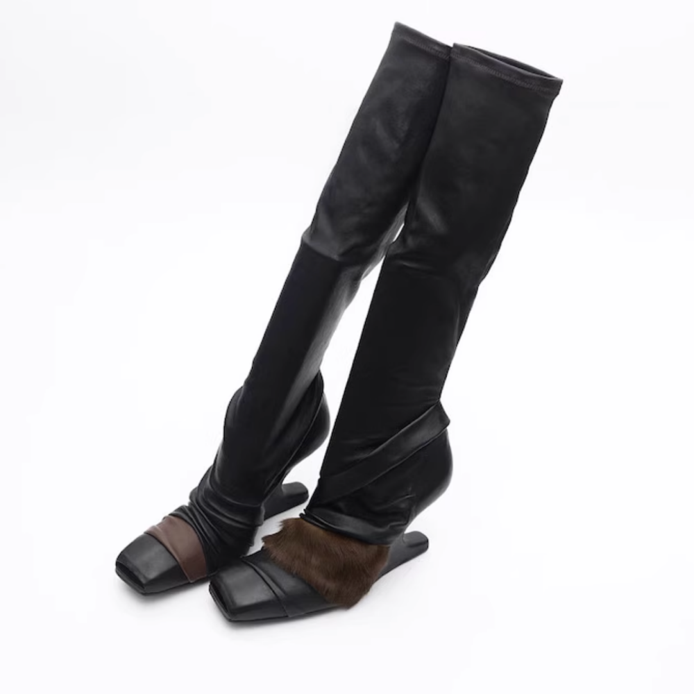 BGZCX Sculptured Heel Knee High Boots