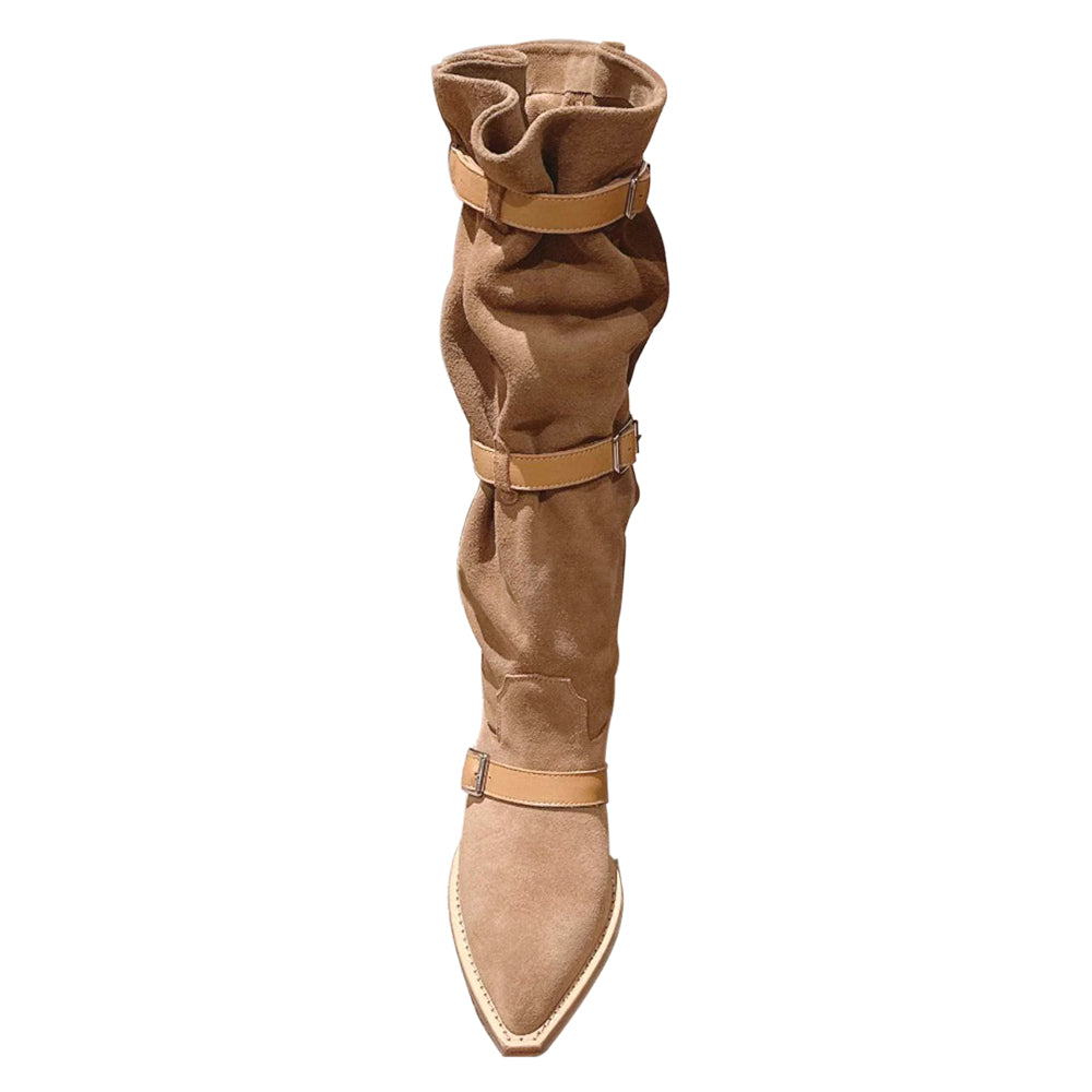 BDDXZ Block Heel Knee High Boots
