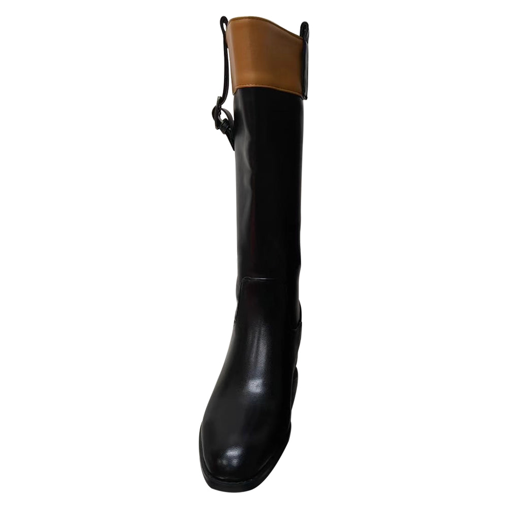 QZJXX Leather Knee High Boots