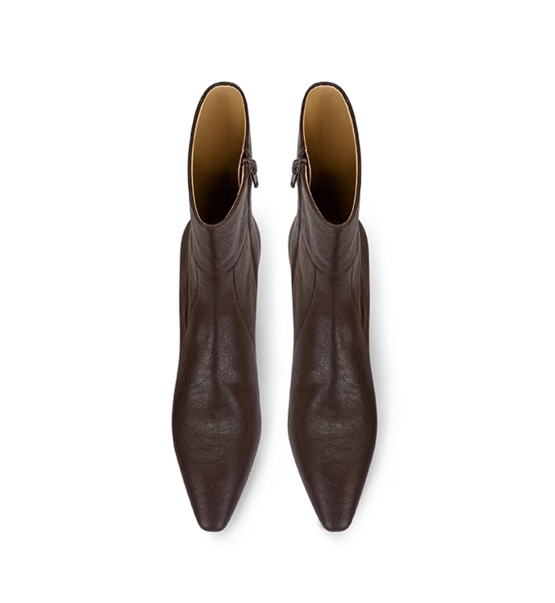 UMTIN Leather Flat Ankle Boots