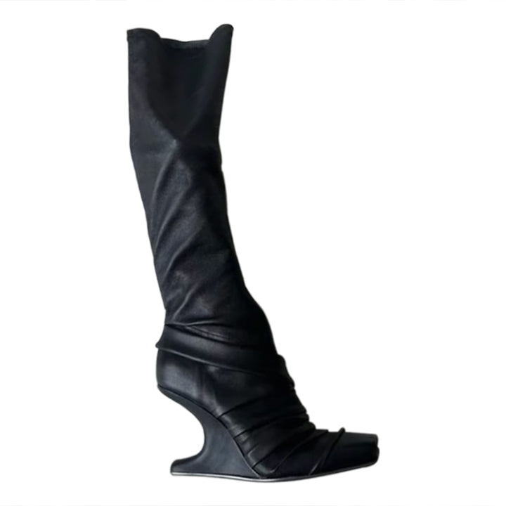 BGZCX Sculptured Heel Knee High Boots
