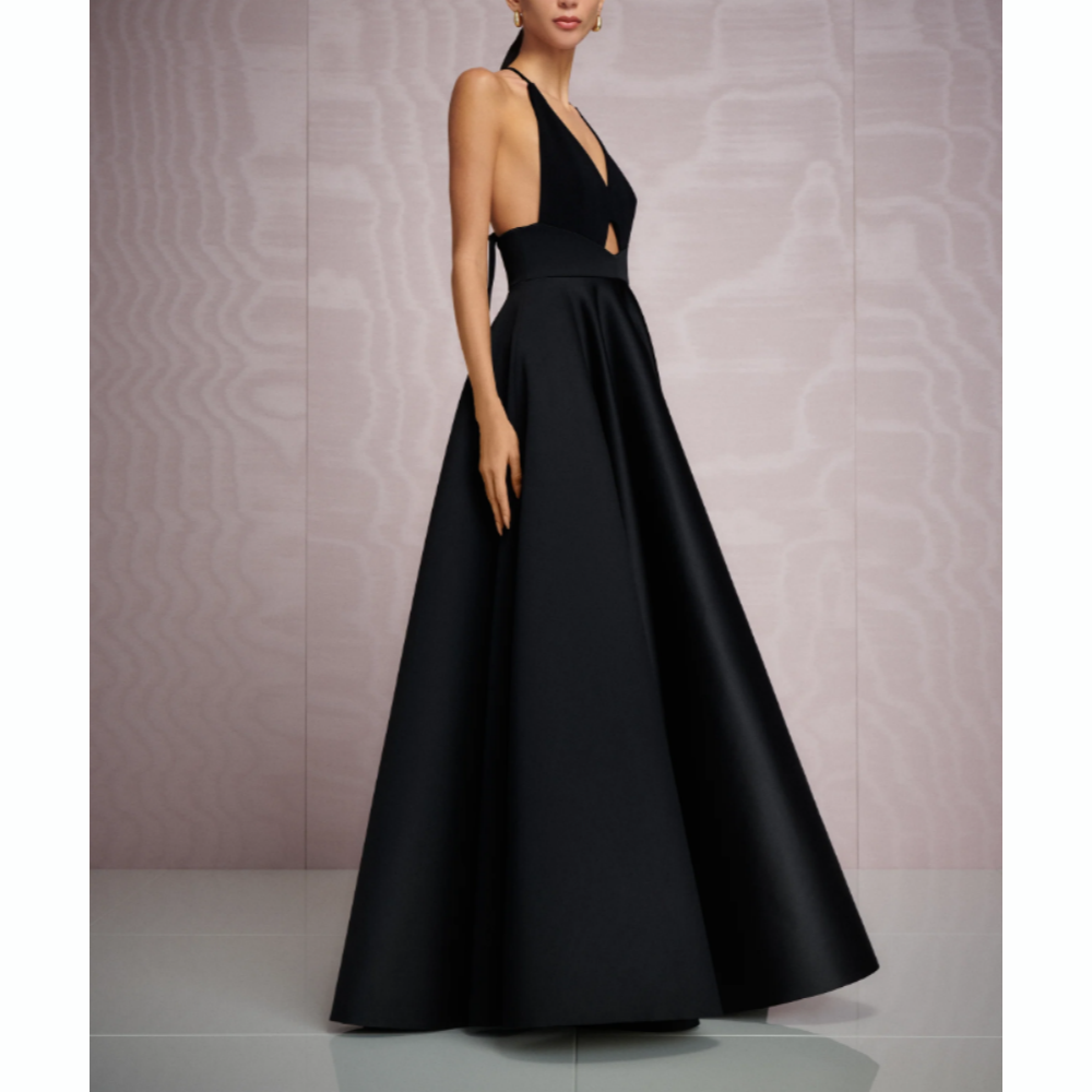FOBEL Deep V Evening Dress Gown