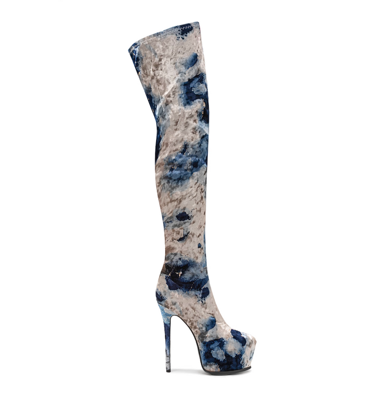 LANDIM Suede High Heel Platform Over The Knee Boots