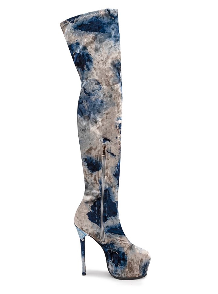 LANDIM Suede High Heel Platform Over The Knee Boots
