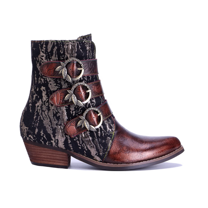 MIZUG Ethnic Style Western Cowboy Ankle Boots