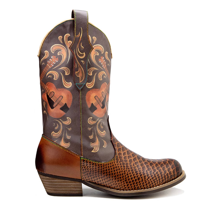 MIZUG Ethnic Style Western Cowboy Ankle Boots