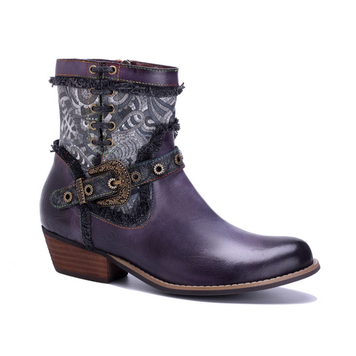 MIZUG Ethnic Style Western Cowboy Ankle Boots