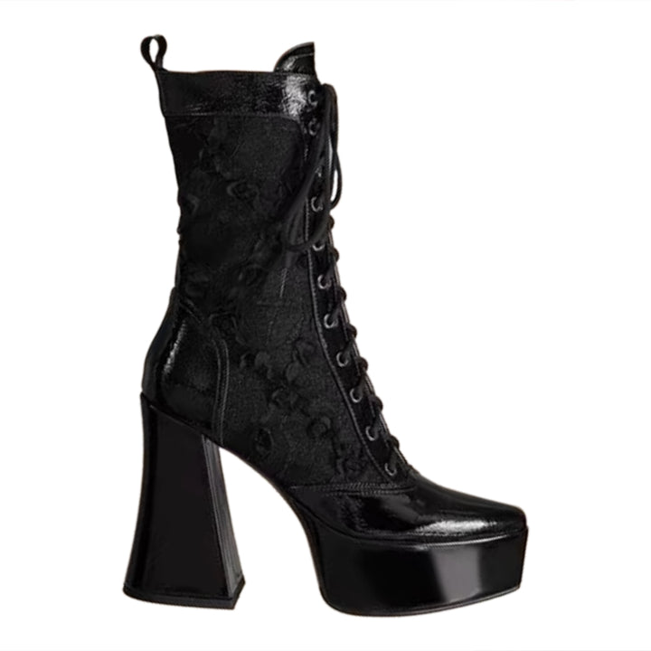 MULIF Lace Up Platform Ankle Boots