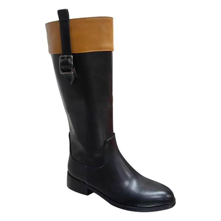 QZJXX Leather Knee High Boots