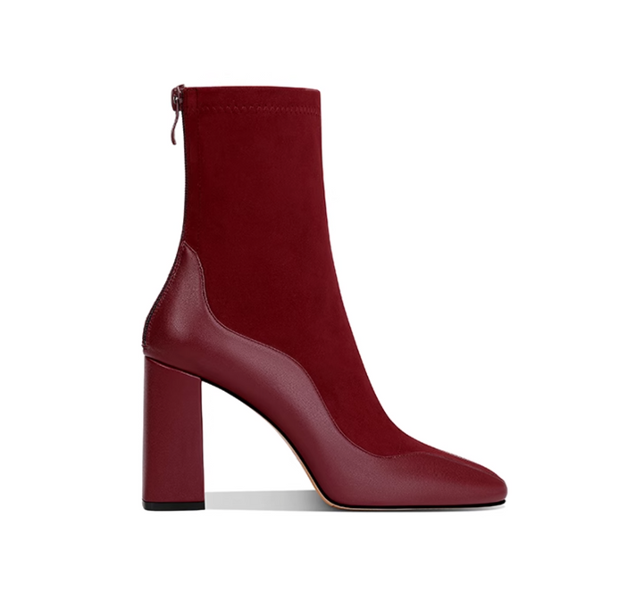 ROYTM Suede Block Heel Ankle Boots - 8 CM