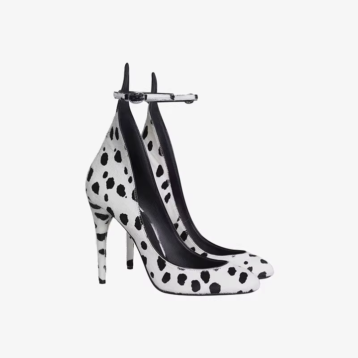 SKPON Patent Leather Ankle Strap High Heel Pumps