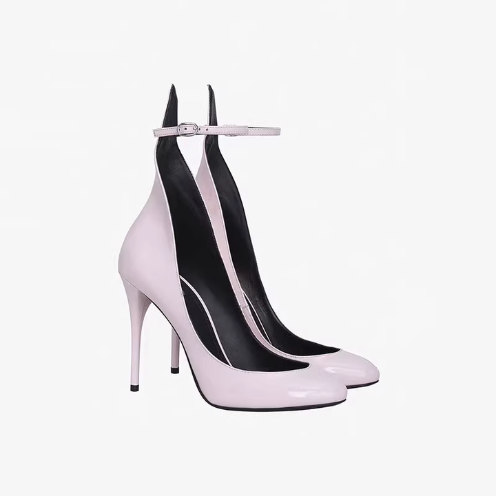 SKPON Patent Leather Ankle Strap High Heel Pumps