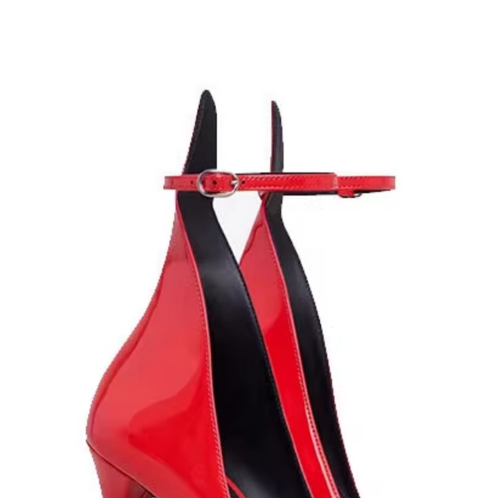 SKPON Patent Leather Ankle Strap High Heel Pumps