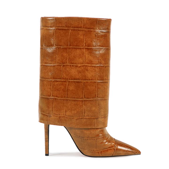 WUTON Stone Pattern Leather Boots