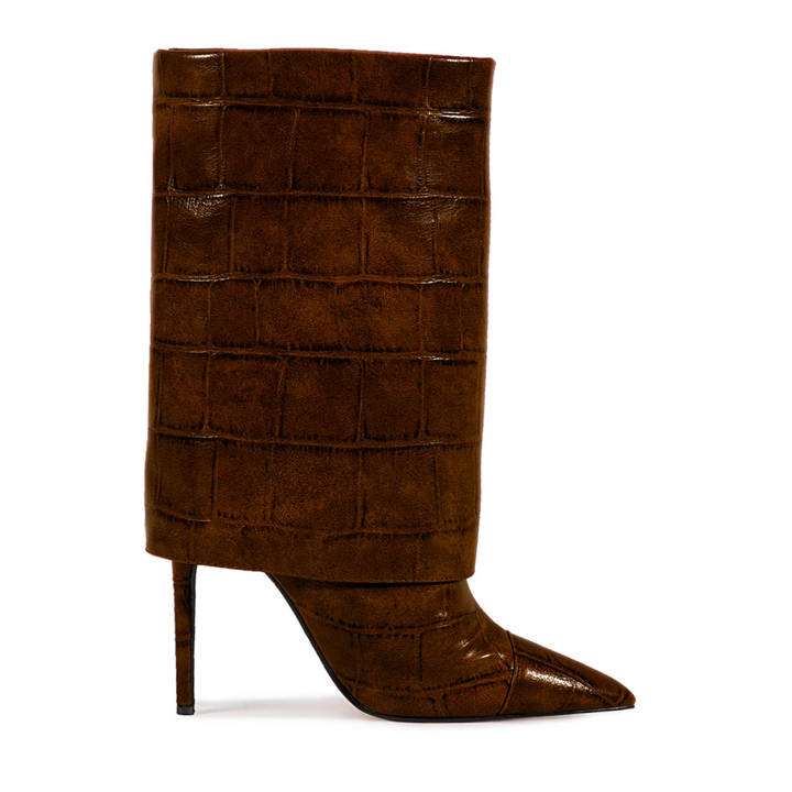 WUTON Stone Pattern Leather Boots