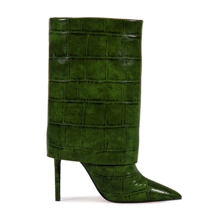 WUTON Stone Pattern Leather Boots