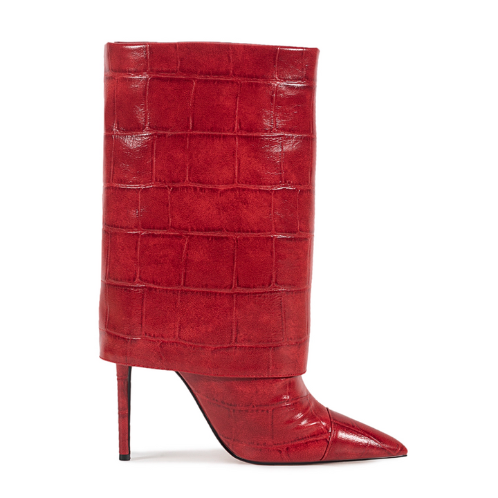 WUTON Stone Pattern Leather Boots