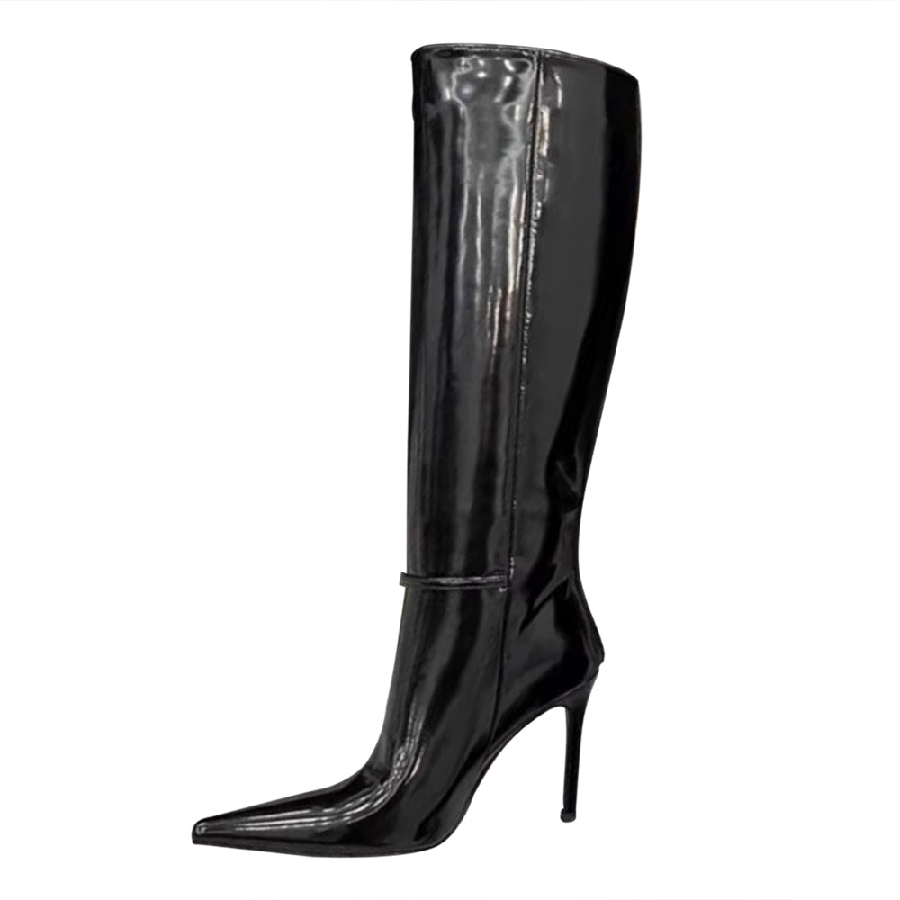 CLOUM Leather Stiletto High Heel Knee High Boots