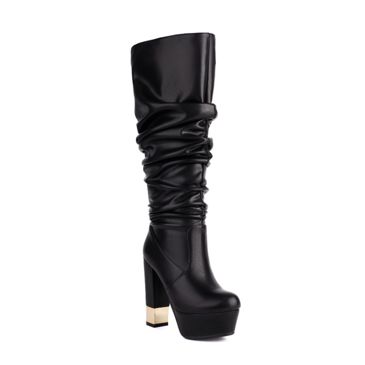 DUOSL Block Heel Platform Knee High Boots