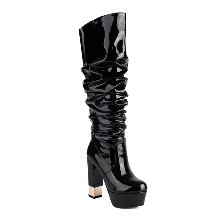 DUOSL Block Heel Platform Knee High Boots