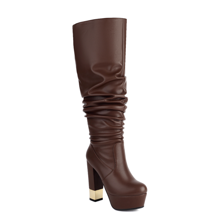 DUOSL Block Heel Platform Knee High Boots