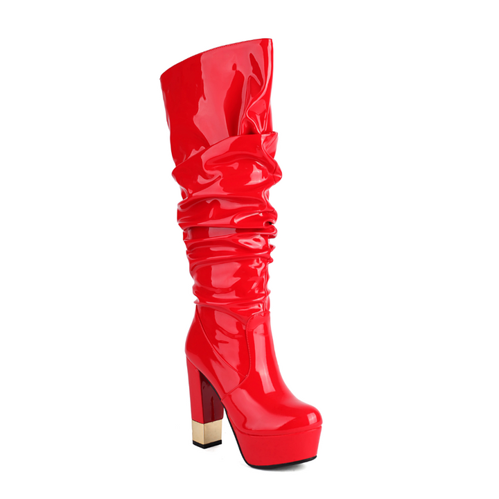 DUOSL Block Heel Platform Knee High Boots