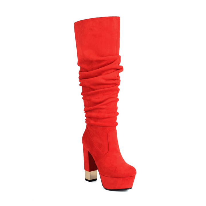 DUOSL Block Heel Platform Knee High Boots