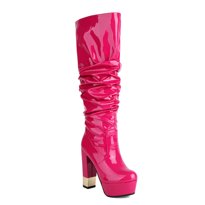 DUOSL Block Heel Platform Knee High Boots