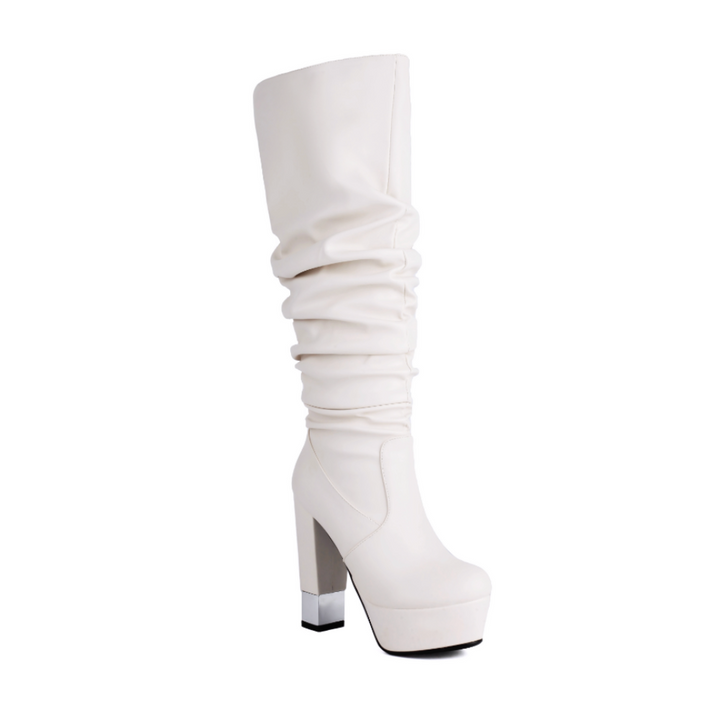 DUOSL Block Heel Platform Knee High Boots