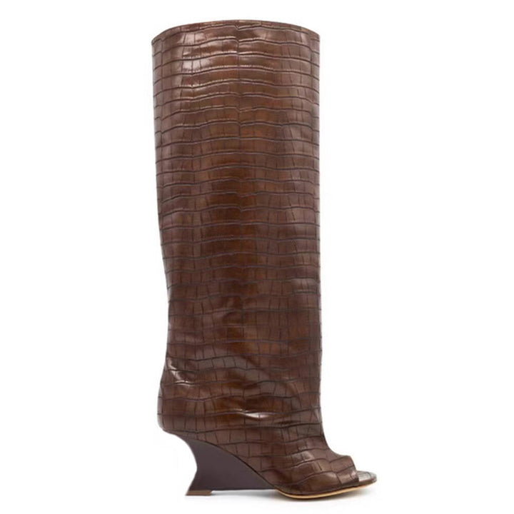 FLECI Sculptured Heel Knee High Boots - 9 CM