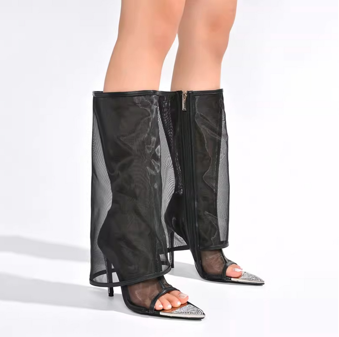 FRTON Tulle Knee High Boots