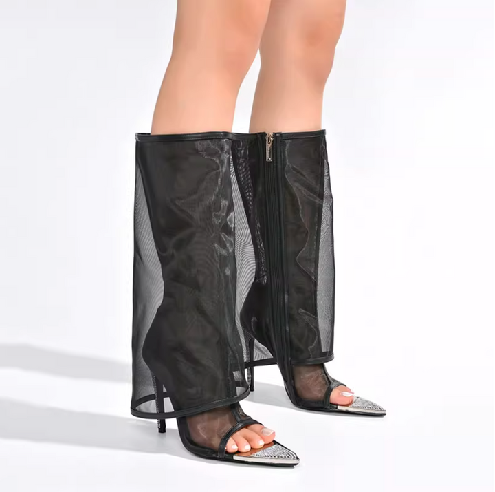FRTON Tulle Knee High Boots