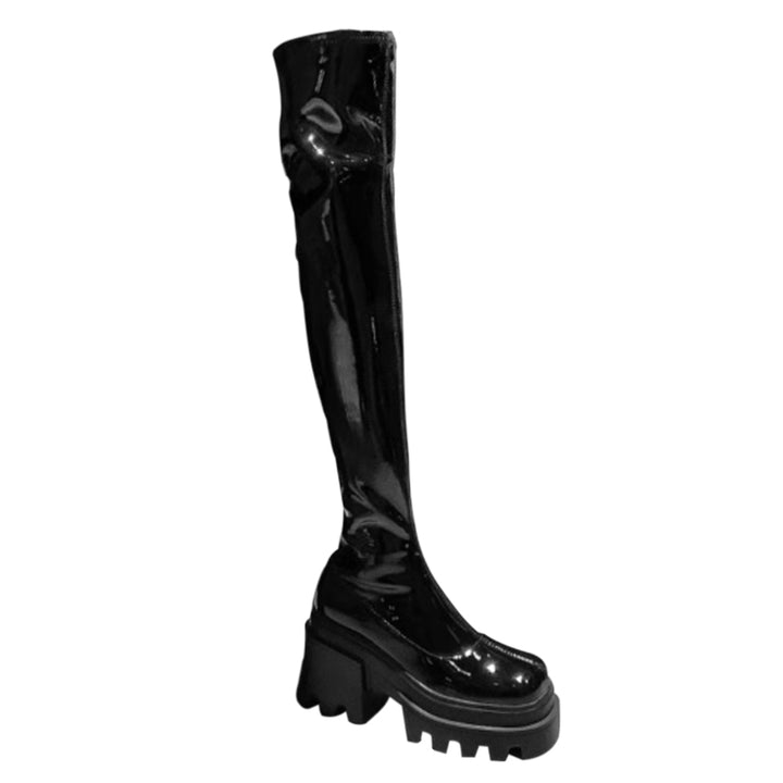 GXQPX Block Heel Platform Over The Knee Boots