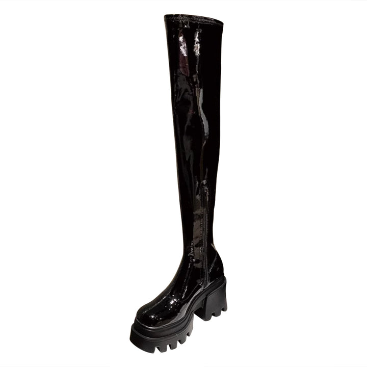 GXQPX Block Heel Platform Over The Knee Boots