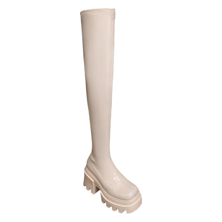 GXQPX Block Heel Platform Over The Knee Boots