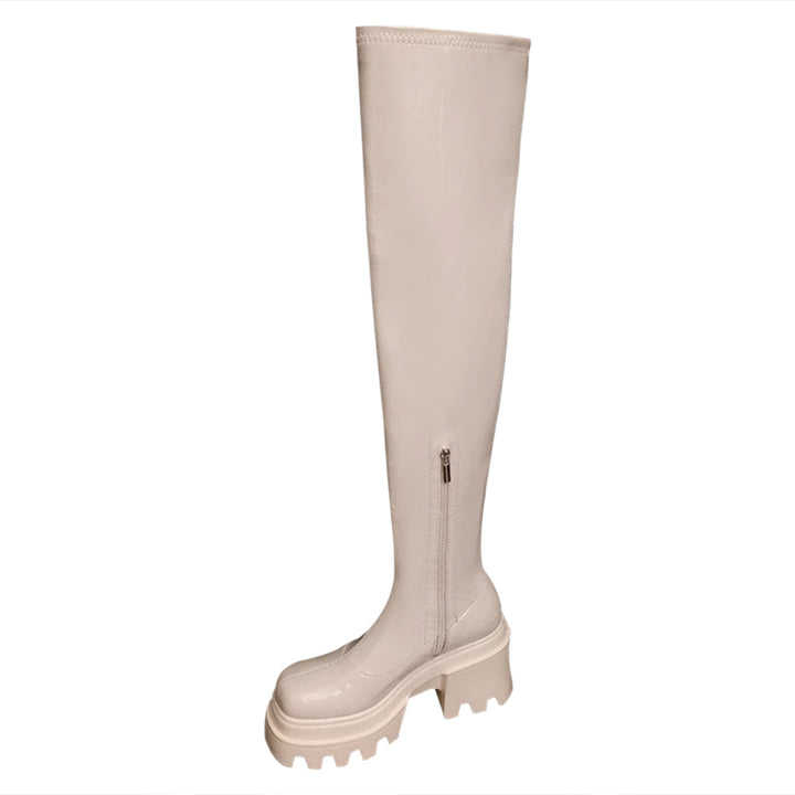 GXQPX Block Heel Platform Over The Knee Boots