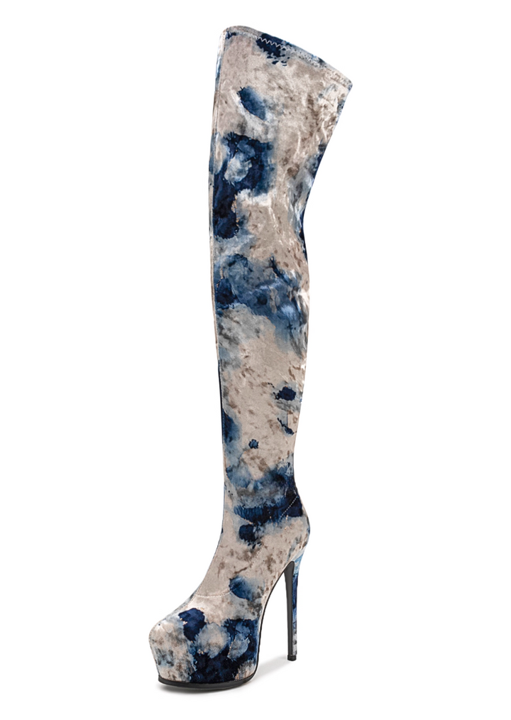 LANDIM Suede High Heel Platform Over The Knee Boots