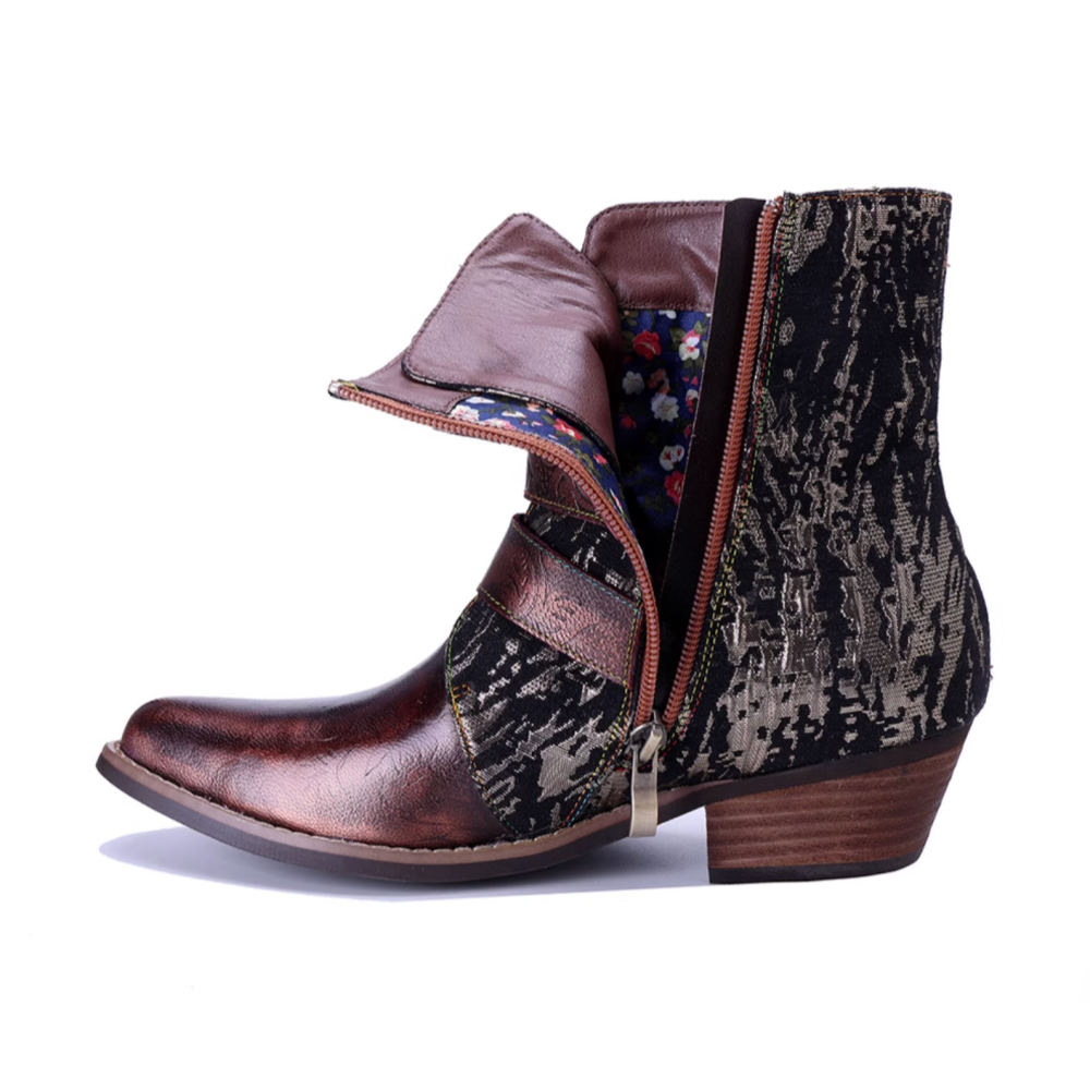MIZUG Ethnic Style Western Cowboy Ankle Boots