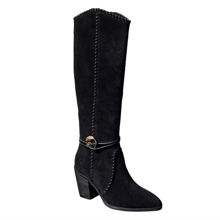 MSYLF Block Heel Western Cowboy Knee High Boots