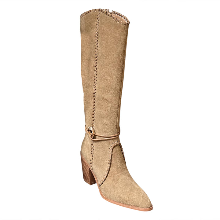 MSYLF Block Heel Western Cowboy Knee High Boots